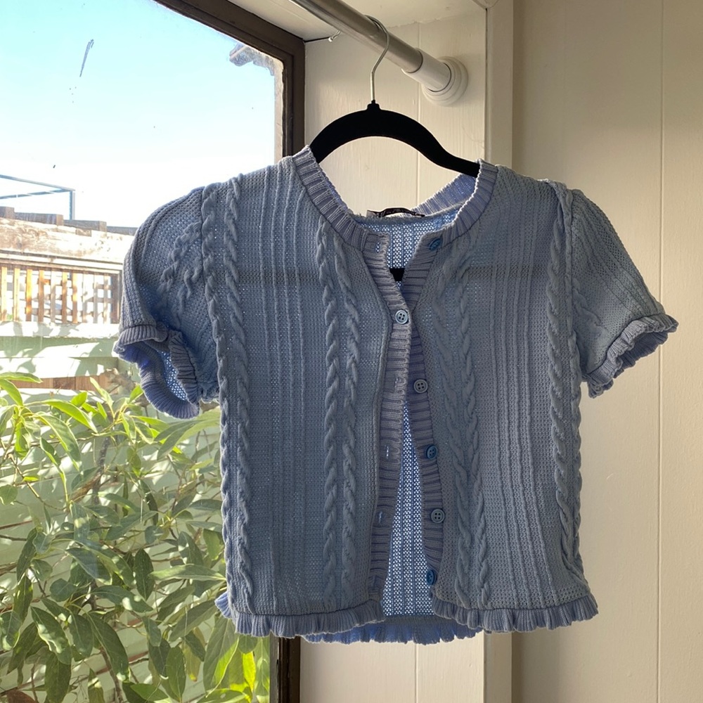 Zara baby blue button shirt